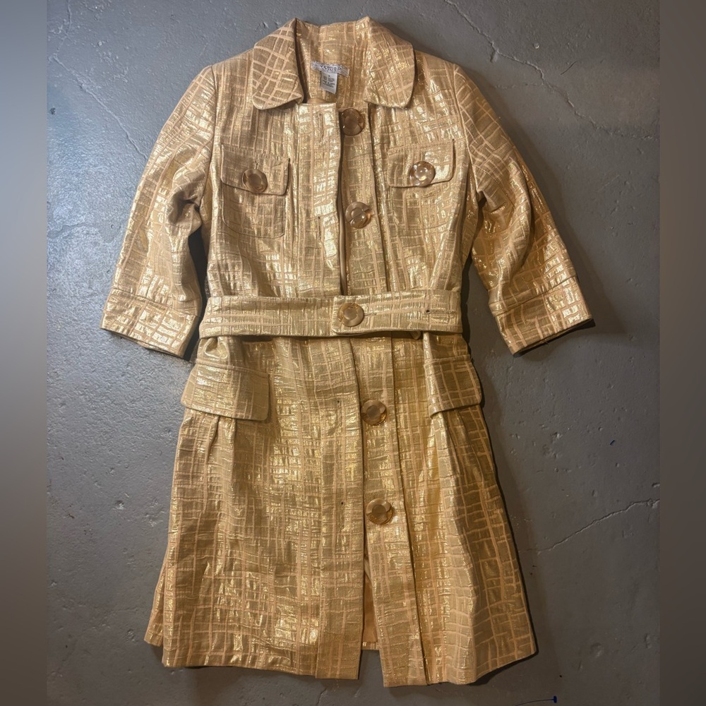 ✨ Vertigo Paris Gold Metallic Trench Coat – Size Small ✨